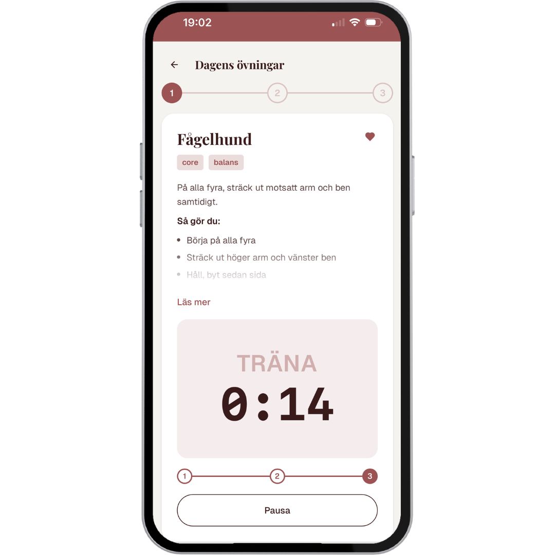 Core Amore workout screen