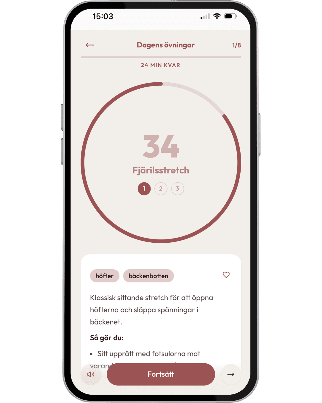 Core Amore workout screen